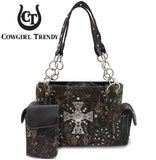 Camouflage Cross Wings Women Purse with Matching Wallet Set