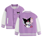 Cute Hello Kitty baseball uniform Sanrio ages 2-12 Gift Kumi Cartoon Print for girls Kawaii Spring and Autumn Jacket Sweatshirts