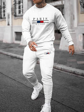 Autumn Trendy New Sweatshirt Sweatpants Set Men's Loose Casual Fit Paris Letter Printed Hundred Long Sleeve 2 Pieces Set
