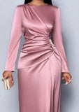 2025 Spring Summer New Solid Color High-end Satin Dress Fashion Elegant Light Evening Gown Bodycon Dress
