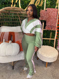 CM.YAYA Active Patchwork Women's Set Zipper Sweatshirt Jacket and Long Pants Suit 2025 Sporty Two 2 Piece Sets Outfit Tracksuit