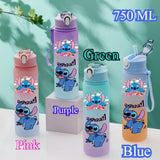 750ML Stitch Water Bottle Leak Proof Sports Bottle for Kids Adults Portable BPA Free Travel School Outdoor Water Bottle Stitch