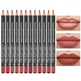 12pcs Lip Liner Pen 12 Colors Professional Lip Liner Pencil and Matte Lip Non-stick Cup Nude Lipstick Pencil SET