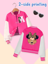 Disney fashion trend baseball jacket, suitable for daily sports and casual wear, printed with cute Minnie pattern, nice gift.