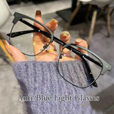 Blue Light Blocking Glasses for Men Women Retro Half Frame Computer Optical Vintage Square Eyewear Anti-radiation Eyeglasses