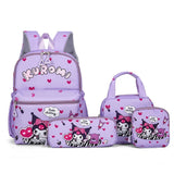 4pcs Kuromi Backpack, Pencil Case, Shoulder Bag, Wallet Set, Hello Kittys School Bag, Melodys Casual Outdoor Daypack