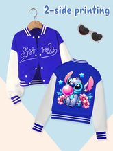 Disney fashion trend baseball jacket, suitable for daily sports and casual wear, printed with cute Stitch pattern, nice gift.