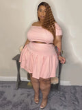 5xl Plus Size Women Clothing Wholesale Summer Outfits Crop Tops and Pleated Skirt Tracksuit Sweet Dress Suits Dropshipping