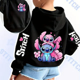 2025 Disney Hoodies Fashion Stitch Angel Monster Pocket Sweatshirt Pullover Cute Hoodies Girls Kids Sweatshirt Cartoon Tops Y2k