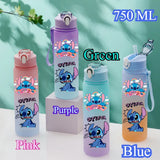 750ML Stitch Water Bottle Leak Proof Sports Bottle for Kids Adults Portable BPA Free Travel School Outdoor Water Bottle Stitch