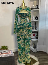 CM.YAYA Women Draped V-neck Cutout Front Ruched Stacked Bodycon Midi Long Maxi Dress 2025 Night Club Party Vestidos Sexy Dresses