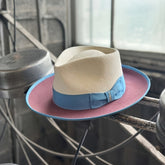 Panama-Style Summer Hat for Men & Women - Breathable Wide Brim with Color-Block Design, Elastic Band Closure - Valentine's Day Gift, Casual Outings & Parties