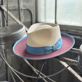 Panama-Style Summer Hat for Men & Women - Breathable Wide Brim with Color-Block Design, Elastic Band Closure - Valentine's Day Gift, Casual Outings & Parties