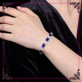 S925 Silver Blue Oval Artificial Gemstone Bracelet, Round Cut Jewelry Accessories, Luxurious Ladies' Wedding And Engagement Rings, Luxurious Retro Jewelry Gifts, Christmas Gifts, Halloween Gifts, The Best Gifts for Good Frien