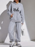 Women Casual Printed Hoodie and Sweatpants Set