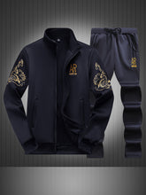Men Casual Sports Open Jacket and Straight Trousers Set