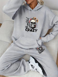 Crazy Skull Print Hoodie & Sweatpants Set