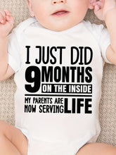 Baby "I Just Did 9 Months on the Inside" Funny Letter Print Bodysuit