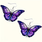 1 Pair Women's Elegant Butterfly Earrings - Purple Acrylic, Lightweight & Durable - All-Season Essentials | Perfect Gift for Spring Festival, Valentine's Day & Birthdays | Graceful Design