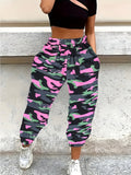 Women 3pcs Camo Joggers Comfortable Stretch Waist, Casual Cargo Pants with Pockets
