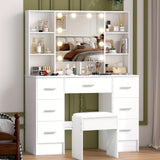 Vanity Desk Vanity De MaquillajeDresser Set With LED Illuminated Mirror, 7 Drawers, Multiple Compartments, Stool Included, Birthday, Christmas, New Year Gift.