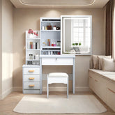 Adorable White Vanity, Large Storage Space, with 4 Drawers, Sliding Mirror Cabinet, Easy to Assemble, Best Gift for Girls