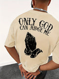 Men Casual Short Sleeve Bold "Only God Can Judge Me" Graphic Print Loose Fit Shirt