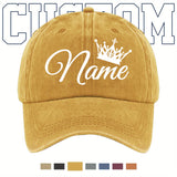 Customizable Baseball Cap with Personalized Text & Crown Design - Adjustable Lightweight Hat, Multi-Color Options, Machine Washable for Casual & Formal Events