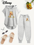 Casual Letter Printed Hooded Top And Elastic Waist Pants Set