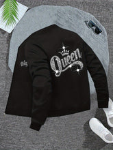 Women's Black Queen Rhinestone Graphic Jacket