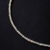 1pc Minimalist 3mm Moissanite Tennis Chain Necklace, 13.5-16.5ct Hip Hop Style, Four Claw Setting, S925 Sterling Silvery, Glittering Luxury Women'S Choker, Trendy Jewelry Gift