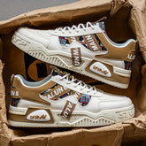 1 Pair MAINALUN Men'S Low-Top Casual Sneakers - Breathable, Lightweight, Comfortable, Versatile for Fitness, Sports, Travel, Work, and Holiday Gifts - White with Colorful Stripes and "LOVE" Design, Casual Footwear | Stylish C