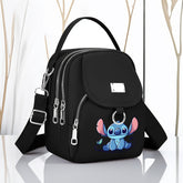1pc Stitch-Themed Backpack - Oxford Fabric, Black with Colorful Stitch Design, Removable Adjustable Shoulder Straps, Multiple Zipper Compartments, Durable Casual Backpack for Women, Shopping & Everyday Use, Playful Design, St