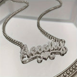 Customized Ash NK Chain 1pc Customized 201 201 Stainless Steel Name Necklace - Personalized Frosted Letter Pendant with Shiny Accents, Cuban Chain Jewelry Gift for Teenager and Teenager, Suitable for Casual Attire or Special