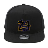 Women's Adjustable Flat Brim Baseball Cap - Breathable Snapback Hat with 24 Snake Graphic & Sport Cap Design, Hip-Hop Streetwear for Spring/Autumn, Black/Yellow/Purple, Casual Headwear, Street Fashion Accessory, Durable Headg