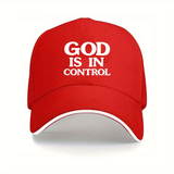 GOD IS IN CONTROL Baseball Cap - Adjustable Lightweight Breathable Black Hat with White Lettering, Unisex All-Season Outdoor Sports Travel Sun Hat