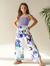 's Fashionable and Elegant High-Waisted Drawstring Wide-Leg Jumpsuit for Girls, Perfect for Outdoor