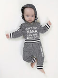 Infant Baby Boys Cute Casual AiN'T NO MAMA LiKe THE ONE I GOT Letter Print Hooded Long Sleeve Romper Trousers Suit