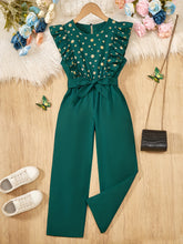 ' Stylish Casual Jumpsuit with Ruffle Patchwork, Snowflake Golden Foil, And a Fitted Design (Includes a Separate Belt), for Outdoor