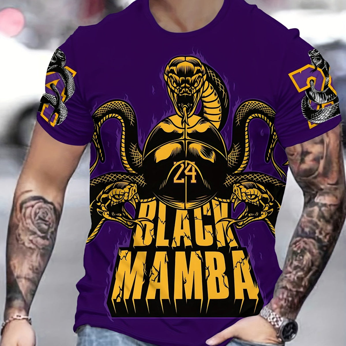 Men Casual  Black Mamba 3D Print T-Shirt