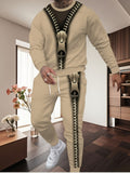 Men Casual 3D Printed Hoodie And Sweatpants Polyester Set