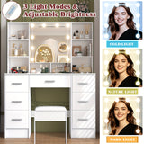 Vanity Desk Vanity De MaquillajeDresser Set With LED Illuminated Mirror, 7 Drawers, Multiple Compartments, Stool Included, Birthday, Christmas, New Year Gift.