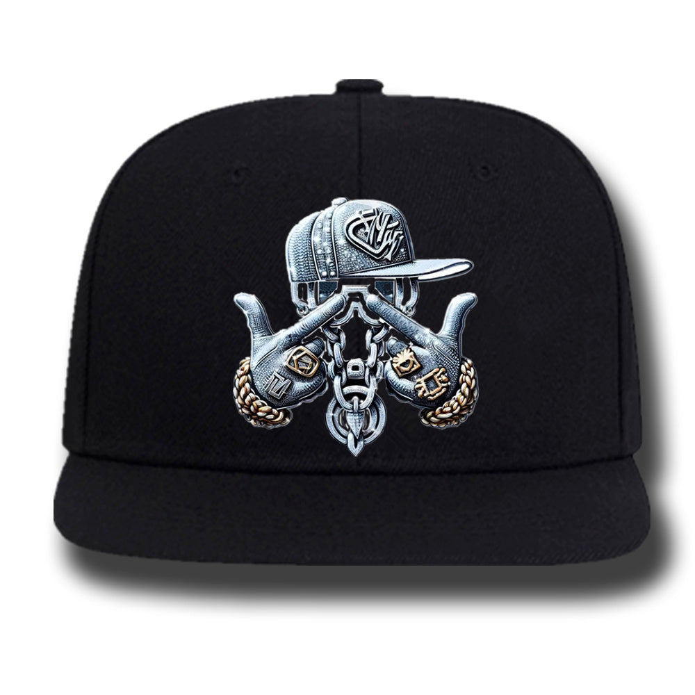 Unisex Adjustable Snapback Baseball Cap for Men & Women - Big & Tall Sizes up to 24.02inch, Hip-Hop Streetwear Design with Deepened Brim, Breathable Polyester, Music-Themed Graphic Print, Spring/Autumn Casual Hat, Street Styl