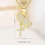 1pc Cross Pendant Necklace with Praying Hands Design - Classic, Stylish Religious Faith Symbol & Lucky Charm - Versatile Accessory for Beach, Valentine's Gifts & Daily Wear