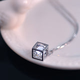 1pc Elegant Square Pendant Necklace, Cubic Zirconia, Alloy, Clavicle Chain for Women, Daily Wear Jewelry, All Seasons Compatible