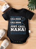Infant Boys Girls Black"Parent Problems? Call Nana..." Short Sleeve Bodysuit Romper