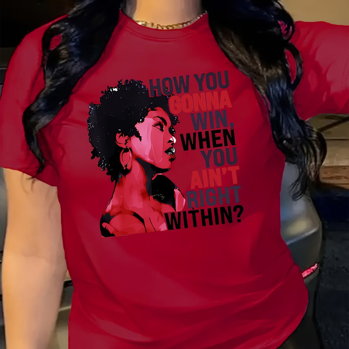 Women Casual Short-Sleeve Round-Neck  Beautiful Letter Print Top