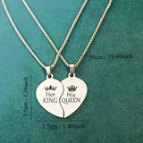 Set Of 2 Couple Alphabet Heart-shaped Pendant Necklaces