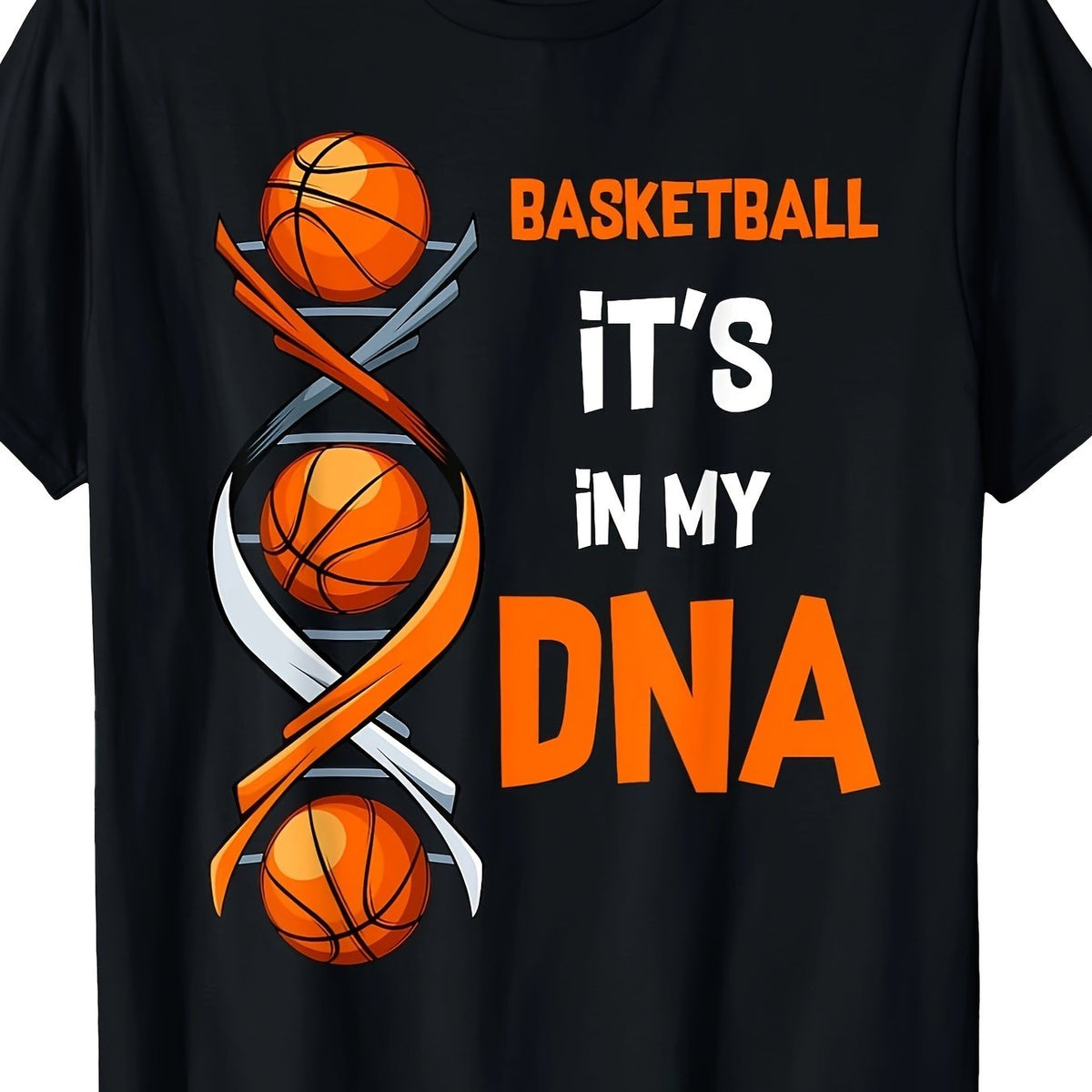 Men Basketball It'S In My DNA Print'S Crew Neck Short Sleeve Cotton T-shirt