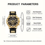 2pcs Luxury Men Watch - Large Dial Silicone Strap | Sports Watch | Casual Watch | Business Watch | Quartz Movement